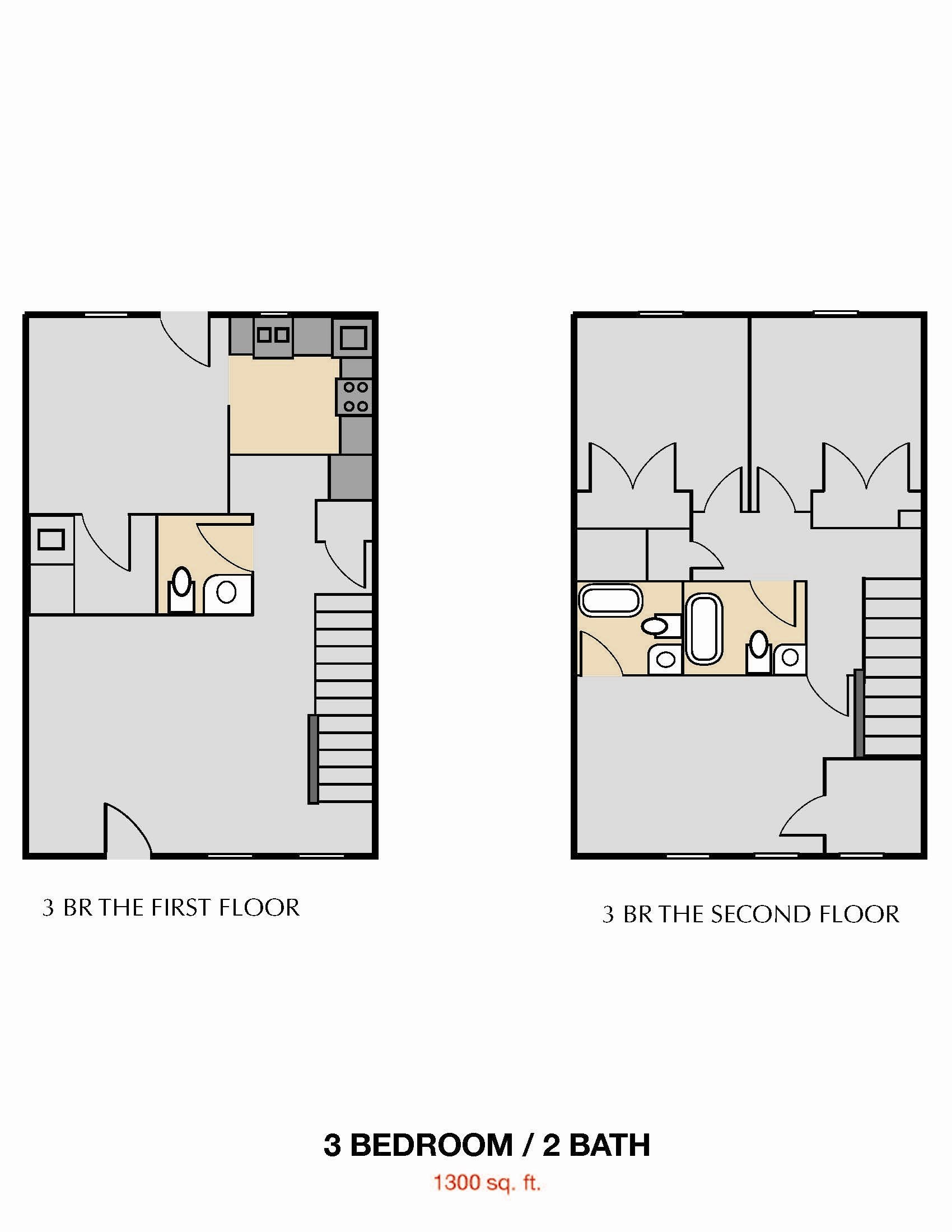 3 Bedroom 2 Bath Townhouse 2D Floorplan 3 Bedroom 2 Bath Townhouse 2D FloorplanCedars at Carver Park Galveston, TX